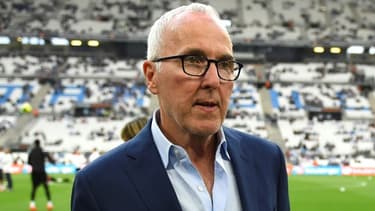 Le propriétaire de l'Olympique de Marseille, l'Américain Frank McCourt, avant un match de Ligue 1 face à Montpellier, au Vélodrome, le 24 mai 2019
