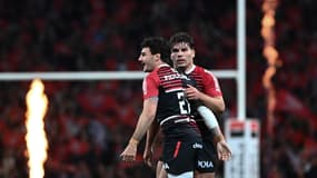 Antoine Dupont et Baptiste Germain avec le Stade Toulousain, le 30 avril 2022