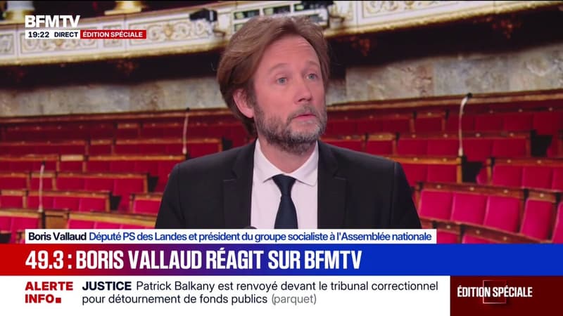 Budget/ 49.3: "Ce n'est jamais une satisfaction quand on est parlementaire de ne pas aller au bout d'un processus de débat parlementaire", confie Boris Vallaud