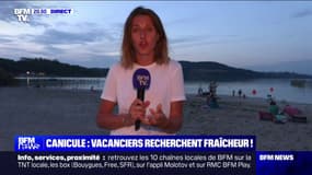 Canicule: les vacanciers à la recherche de la fraîcheur au lac de Paladru (Isère)