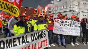 Les salariés de l'usine Ascometal en manifestation à Dunkerque (Nord) le mercredi 5 juin 2024.