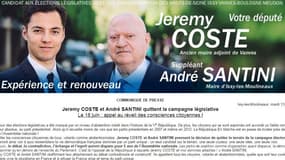 L'affiche de campagne de Jeremy Coste et André Santini.