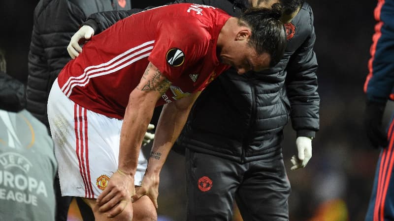 Blessé au genou contre Anderlecht, Zlatan n'a pu terminer ce quart retour de Ligue Europa remporté par Manchester United à Old Trafford (2-1, a.p.).