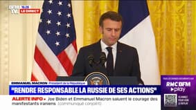 Emmanuel Macron: "Nous avons décidé de continuer à agir ensemble [avec les États-Unis] pour aider la population ukrainienne à résister"