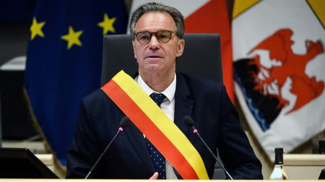 Renaud Muselier réélu président de la région Provence-Alpes-Côte d'Azur (Paca) lors d'une cérémonie d'ouverture de la nouvelle assemblée régionale, le 2 juillet 2021 à Marseille