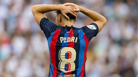 Pedri déçu lors d'un match du Barça en 2022