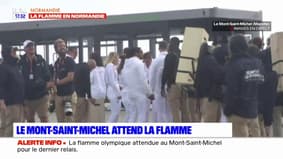 Mont-Saint-Michel: Dati, Pesquet et les relayeurs collectifs de la flamme sont arrivés