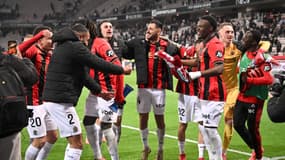 La joie des Niçois après la victoire face à l'OM à l'Allianz Riviera, le 26 janvier 2025.