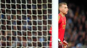 Andriy Lunin lors du quart de finale retour de la Ligue des champions face à City, le 17 avril 2024.