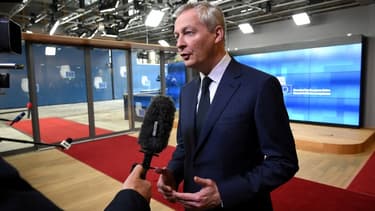Bruno Le Maire, à son arrivé à l'Ecofin, à Bruxelles, ce mardi 12 février.