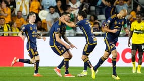 André-Pierre Gignac célèbre son but lors du match Columbus-Monterrey (1-1, quart aller Champions Cup de Concacaf), le 2 avril 2024