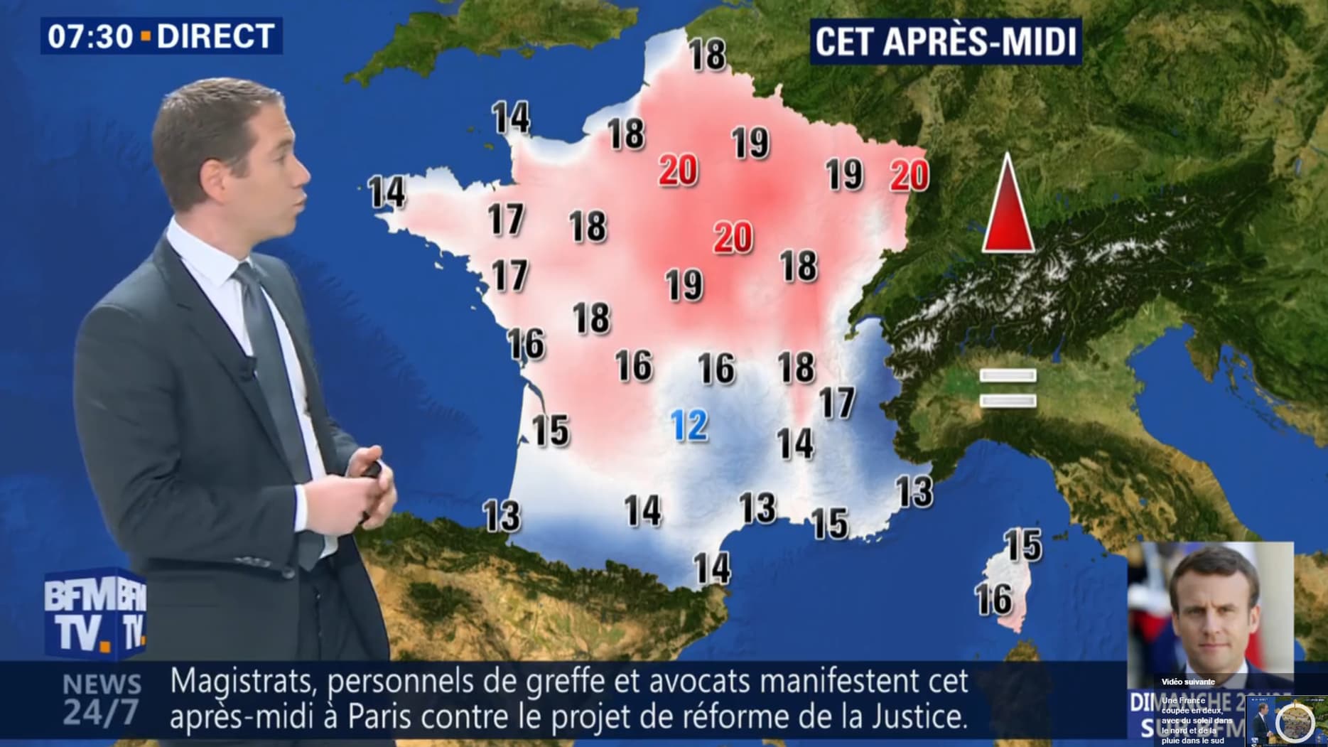 Températures pour l'après-midi du mercredi 11 avril 2018. Températures pour l'après-midi du mercredi 11 avril 2018.