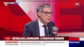 "C'est un signal très à droite": Olivier Faure (PS) réagit au couple Bruno Retailleau et Gérald Darmanin, respectivement ministre de l'Intérieur et de la Justice
