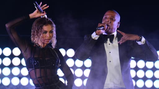Beyoncé et Jay-Z, lors de la dernière cérémonie des Grammy Awards, le 26 janvier 2014 à Los Angeles
