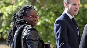 Sibeth Ndiaye aux côtés d'Emmanuel Macron le 4 octobre 2018 à Colombey-les-Deux-Églises.