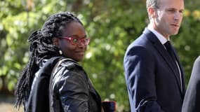 Sibeth Ndiaye aux côtés d'Emmanuel Macron le 4 octobre 2018 à Colombey-les-Deux-Églises.