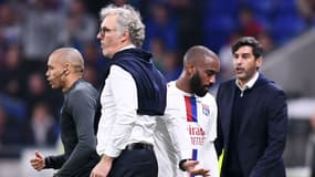 Alexandre Lacazette et Laurent Blanc avec l'OL en 2022.