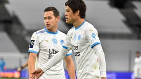 Le maillot de l'OM avec le sponsor IQONIQ sur la manche gauche