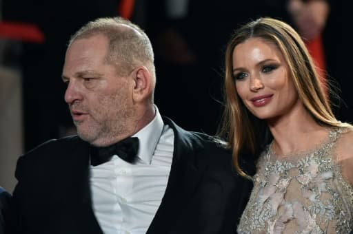 Photo prise le 16 mai 2016 du producteur Harvey Weinstein et de son épouse Georgina Chapman, pendant le festival de Cannes Photo prise le 16 mai 2016 du producteur Harvey Weinstein et de son épouse Georgina Chapman, pendant le festival de Cannes