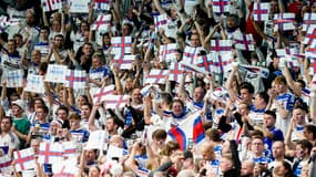 Les supporters des lles Feroe se font entendre à chaque match de leur équipe, ici le 13 janvier 2024, face à la Norvège