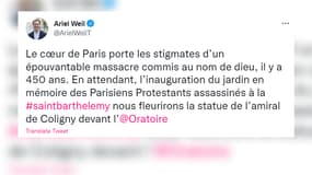 Un jardin en hommage aux victimes de la Saint-Barthélemy va être inauguré le 16 septembre.