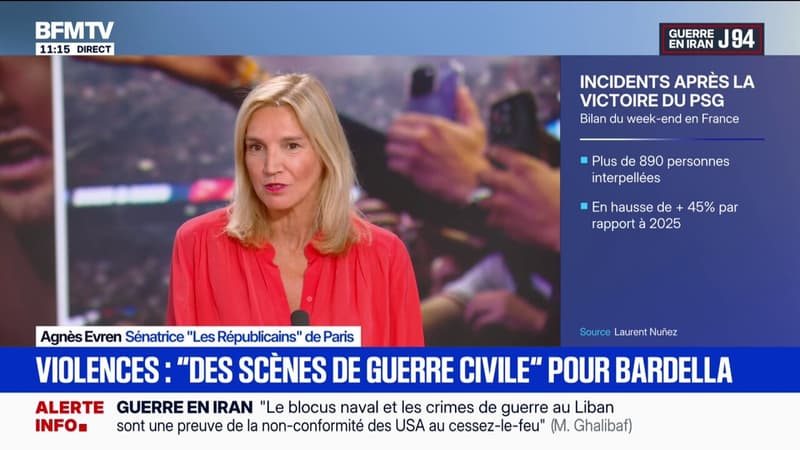 Débordements après le sacre du PSG: "Il faut sortir du déni", affirme Agnès Evren, sénatrice LR de Paris