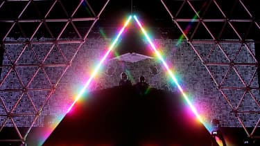 Les Daft Punk lors de l'un de leurs concerts à Las Vegas, en 2007