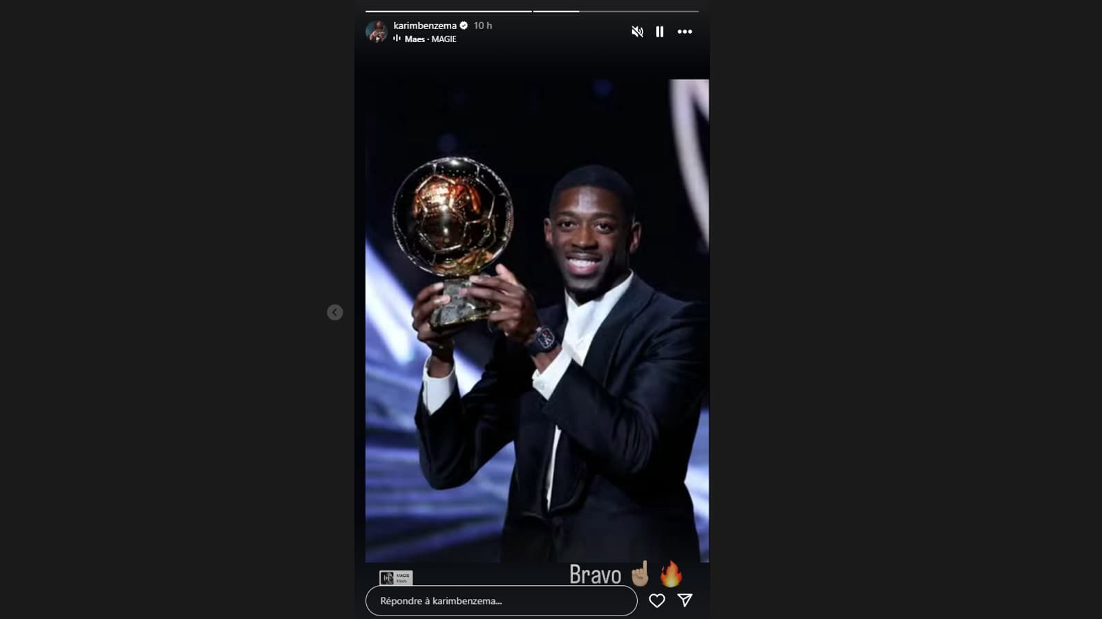 Le message de félicitations de Karim Benzema pour Ousmane Dembélé, le 22 septembre 2025