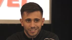 Maxime Zahil de l'US Revel en conférence de presse avant de jouer contre le PSG, janvier 2024