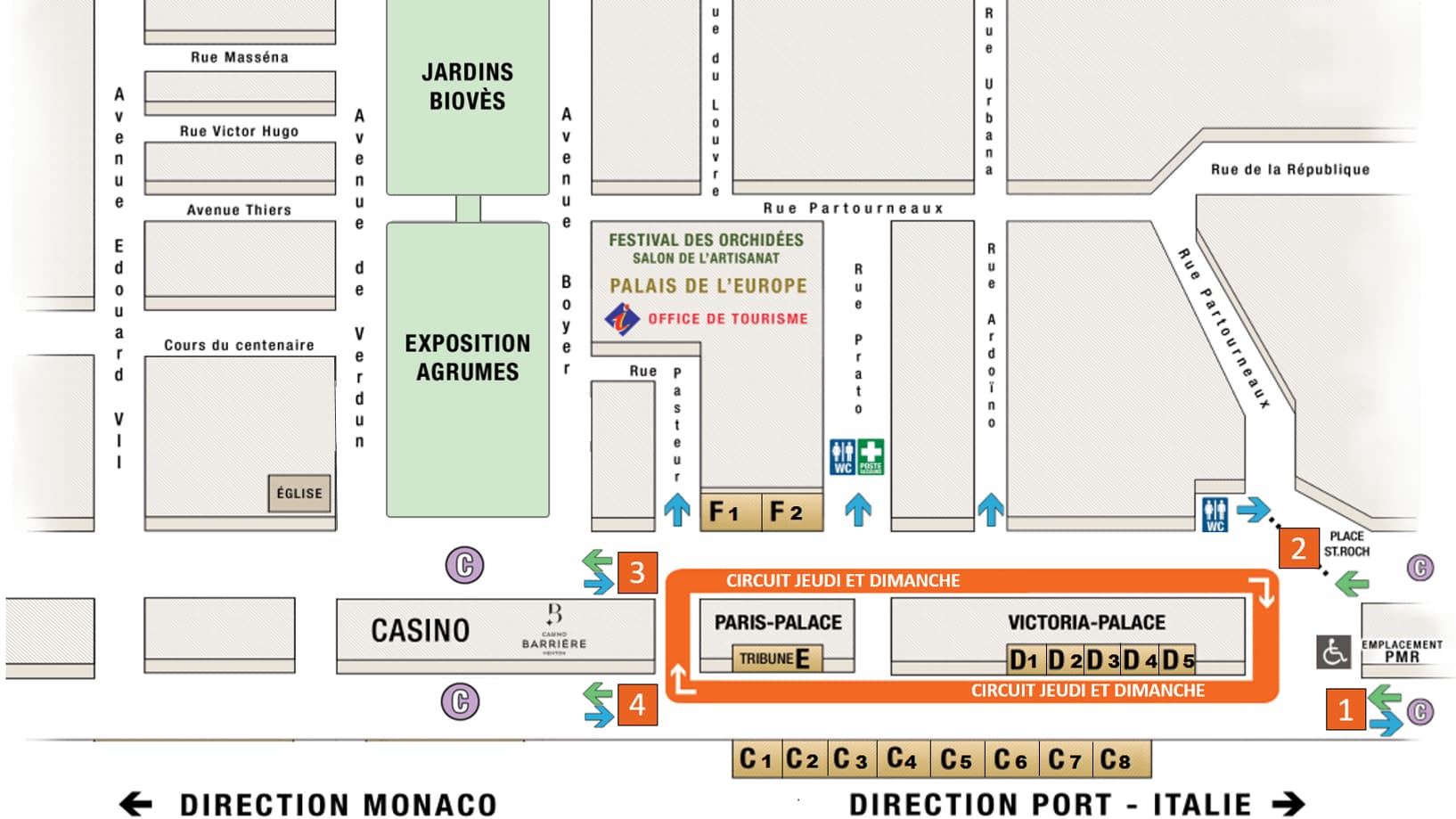 Le plan de la fête du Citron à Menton. Le plan de la fête du Citron à Menton.