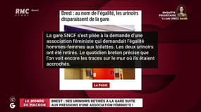 Le monde de Macron: Brest, des urinoirs retirés à la gare suite aux pressions d'une association féministe - 09/12