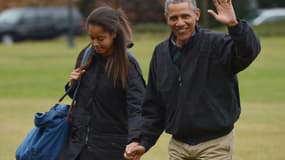 Barack Obama et sa fille Malia, en janvier 2015. 