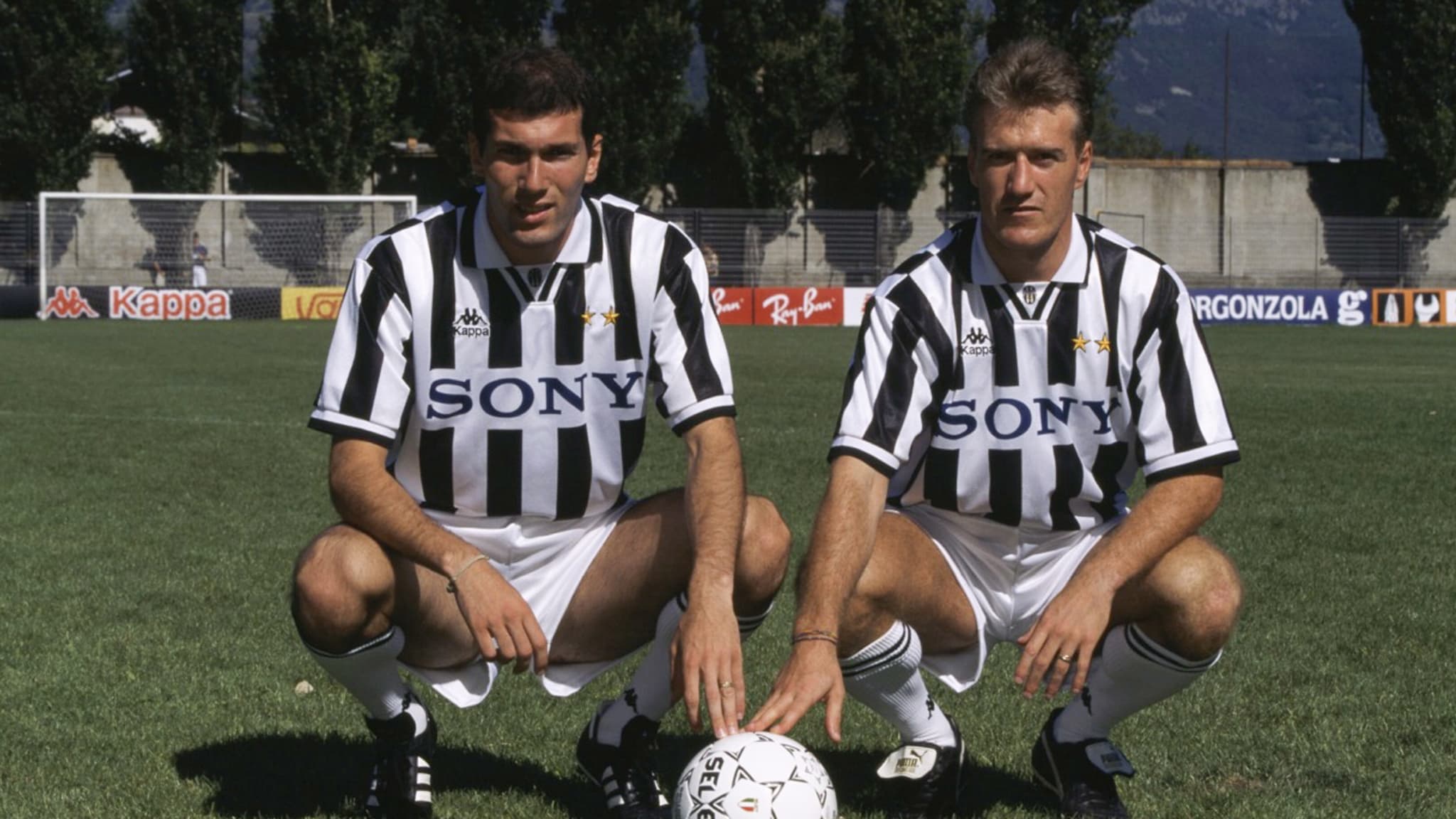 Zinédine Zidane et Didier Deschamps à la Juventus, à Turin le 7 juillet 1996