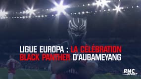 Ligue Europa ; la célébration Black Panther d'Aubameyang après le but du 3-0