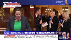 Marine Le Pen (RN) sur la réforme des retraites: "Le gouvernement joue avec des allumettes dans une station-service"