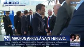 Grand débat: Emmanuel Macron est arrivé à Saint-Brieuc