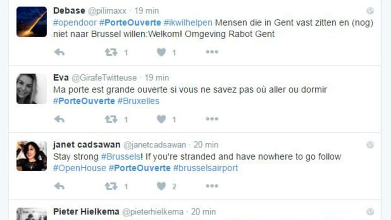 Les internautes belges et français proposent leur aide avec le hastag #PorteOuverte 