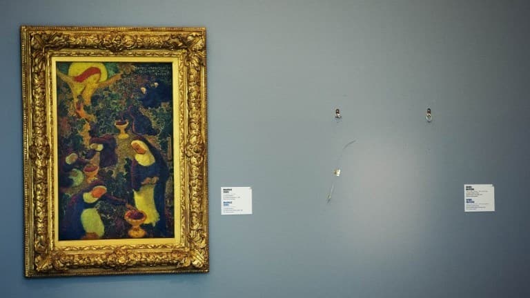 Un emplacement vide au Kunsthal de Rotterdam, là où un des tableaux a été volé.