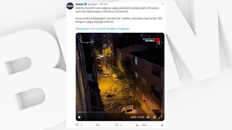 Les rues de Başakşehir à Istanbul inondées le 5 septembre 2023