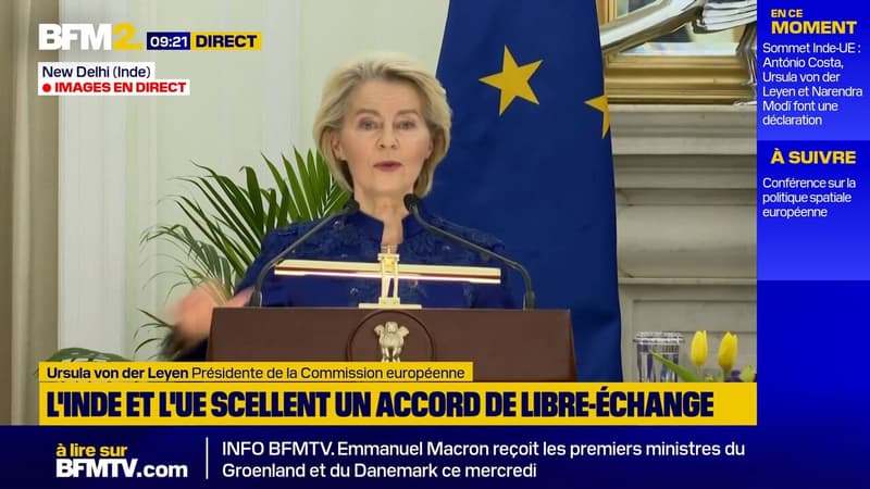 Accord UE-Inde: "En combinant ces forces, nous réduisons les dépendances stratégiques", déclare Ursula von der Leyen