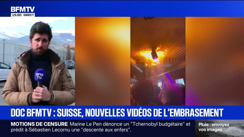 DOCUMENT BFMTV - De nouvelles images, tournées par un client, montrent le début de l'incendie du bar de Crans-Montana