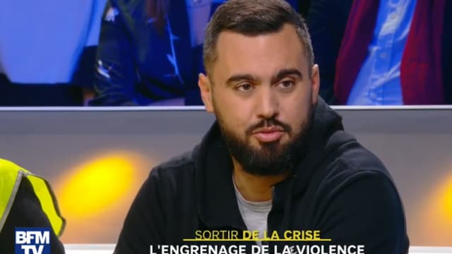 Le gilet jaune Eric Drouet sur le plateau de BFMTV, mercredi 5 décembre.