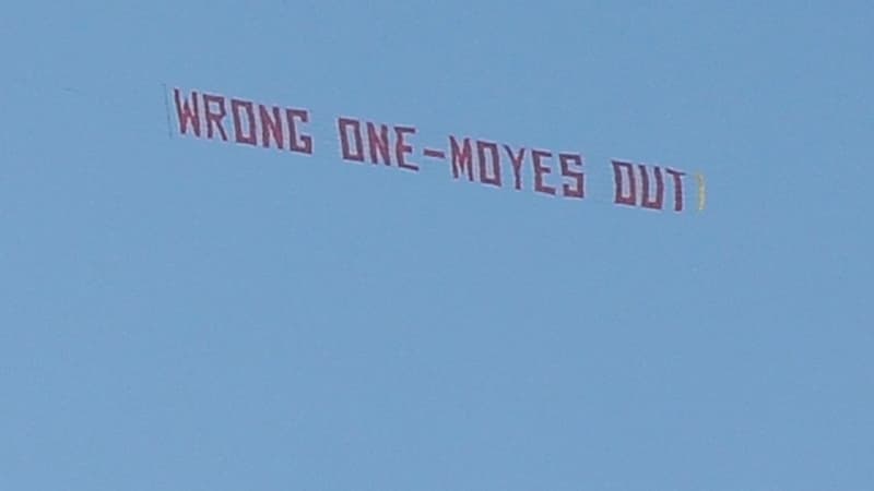 La banderole anti-Moyes à Old Trafford