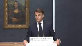 Emmanuel Macron au musée du Louvre à Paris, le 28 janvier 2025.