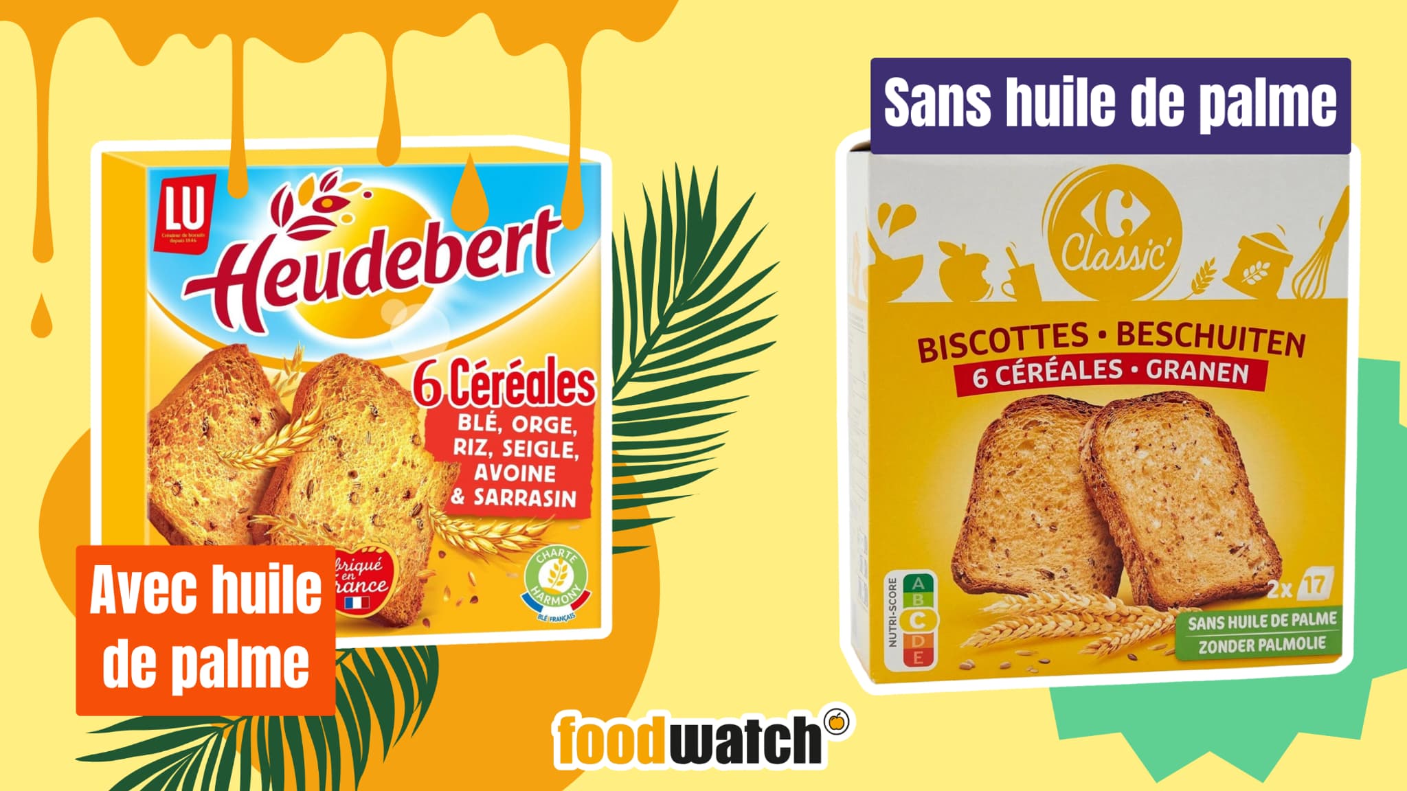 Biscottes avec huile de palme et alternative Biscottes avec huile de palme et alternative