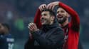 La joie de Théo Hernandez et Olivier Giroud après la victoire de l'AC Milan contre l'AS Roma 