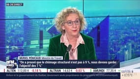 "On ne sera jamais assez bons là-dedans et puis ce n'est pas le projet de société" voulu par la France, explique la ministre du Travail, invitée sur le plateau de Good Morning Business, sur BFM Business.