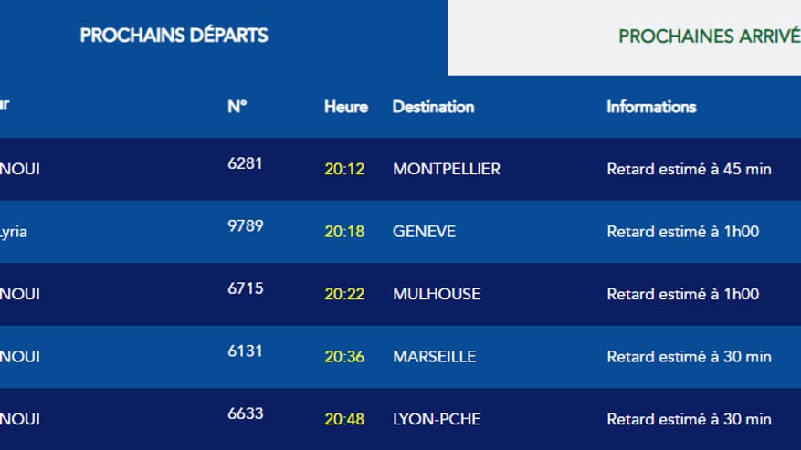 Certains trains affichent déjà une heure de retard. Certains trains affichent déjà une heure de retard.