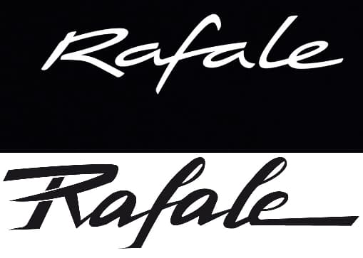 En haut, le logo Rafale de Renault, en bas, celui de Dassault Aviation