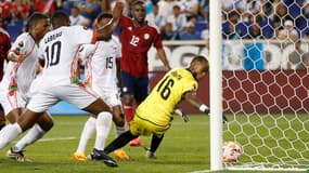 La Martinique (en blanc) a été battue le 4 juillet 2023 par le Costa Rica (en rouge) lors de la Gold Cup, organisée aux Etats-Unis